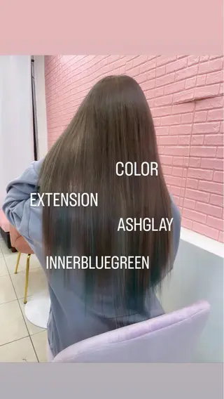 ロング カラー エクステ🩵ブリーチ 韓国ヘア🩵KAEのヘアスタイル