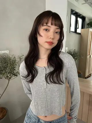 セミロング 頭皮につけないカラー /白髪ぼかし/実加永のヘアスタイル