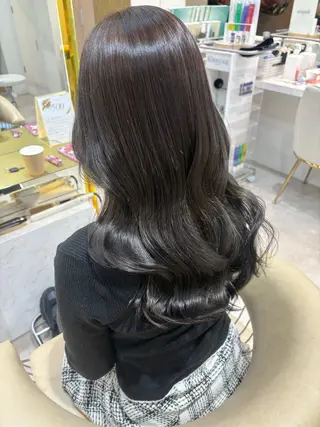 セミロング カラー moeka レイヤー /艶カラー/韓国のヘアスタイル