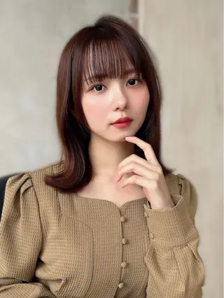 ミディアム パーマ 新宿✨顔周りカット 韓国ヘア/坂本亜裟海のヘアスタイル