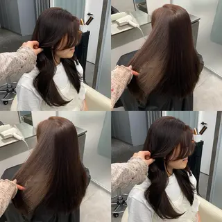 セミロング カラー 江坂トレンド韓国風 髪質改善shinoのヘアスタイル