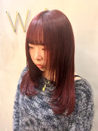 セミロング カラー 韓国×髪質改善カラー 💎hinaのヘアスタイル