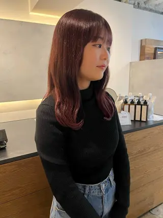 セミロング カラー SHE. sakae所属・すみか / カットモデル募集のヘアスタイル