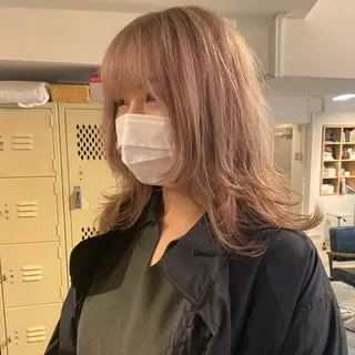 セミロング カラー ブリーチなしベージュ カラー✨Takeのヘアスタイル