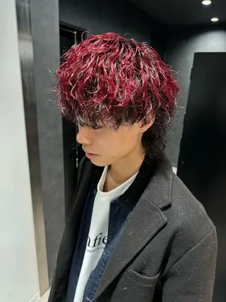 ショート カラー パーマ ヘアアレンジ メンズ スパイキー/フェザー /波巻き/かいとのヘアスタイル