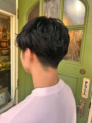 ショート パーマ メンズ 清水千優/パーマ/透 明感カラー/メンズのヘアスタイル