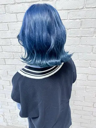 セミロング カラー レイヤーブリーチ特化 ホワイト専門/岸のヘアスタイル