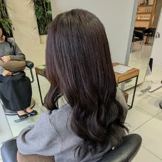 セミロング カラー 髪質改善/お呼ば れヘア/透明感カラーのヘアスタイル