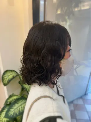 ミディアム パーマ 小顔レイヤー💗 木村実樹のヘアスタイル