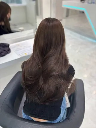 ロング カラー ブリーチなし透明感 ×縮毛矯正🤍ユウのヘアスタイル