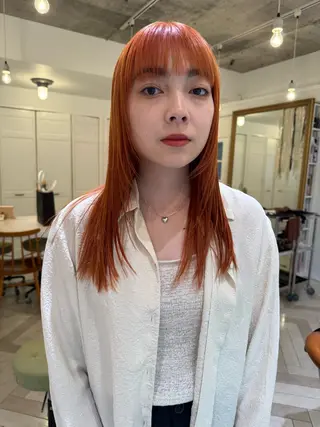 カラー ブリーチカラー🎀 韓国風/寺門美優のヘアスタイル