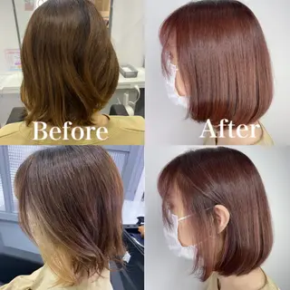ショート カラー 髪質改善×矯正🫧 韓国ヘアasamiのヘアスタイル