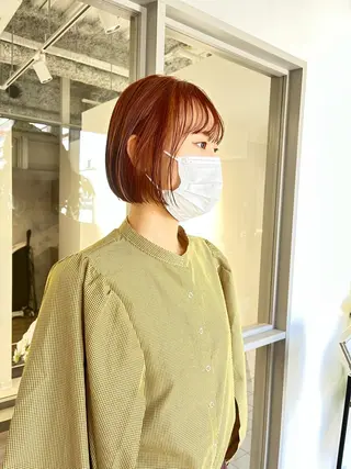 ショート カラー ヘアアレンジ アイブロウ umu.［韓国ヘア /ダウンパーマ］のヘアスタイル