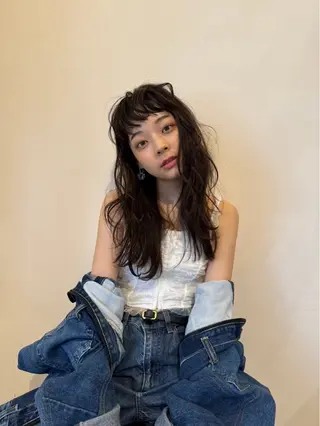 ロング カラー パーマ ヘアアレンジ 田中 琴鈴のヘアスタイル