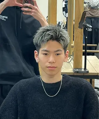 ショート カラー パーマ メンズ DIECESHIBUYA.所属・メンズ似合わせ/ ビジネスヘア/比嘉のヘアスタイル