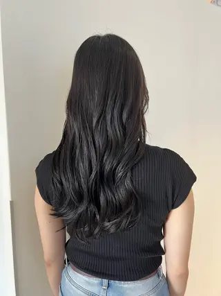 ロング カラー ヘアアレンジ 暗髪カラー🫐パーマ おくだりんかのヘアスタイル