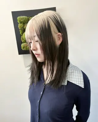 ミディアム カラー Null原宿所属・jyui/原宿 ハイトーン/デザインのヘアスタイル