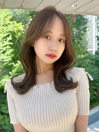 セミロング カラー 顔周り/くびれヘア 韓国ヘア💕風間るなのヘアスタイル