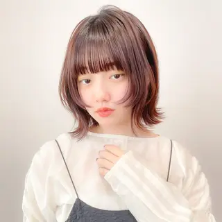 ミディアム カラー ミディアム/顔周り/ ベージュ🌼mayuのヘアスタイル