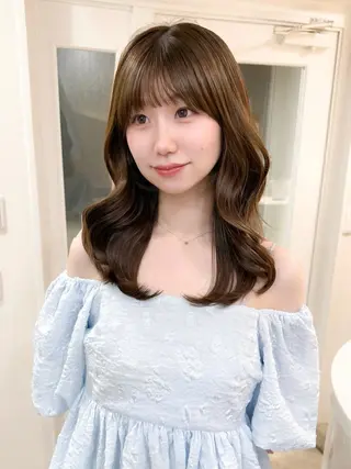 ミディアム カラー ミディアム/顔周り/ ベージュ🌼mayuのヘアスタイル