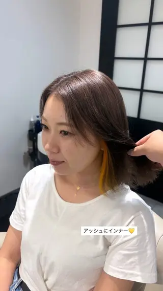 ミディアム neaf 六本木店所属・六本木🫧ハイライト 望月彩音のヘアスタイル