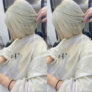 ミディアム カラー ヒカ/外国人風 デザインカラーのヘアスタイル