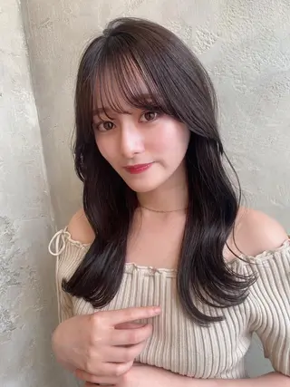 セミロング カラー 顔周り/くびれヘア 韓国ヘア💕風間るなのヘアスタイル