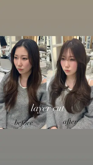 ロング カラー 似合わせレイヤー/ 透明感カラーのヘアスタイル