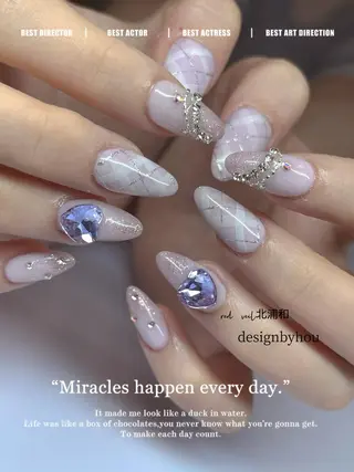 セミロング ネイル 長さ出し専門 nynaのネイルデザイン