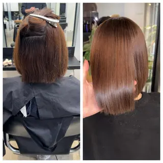 ショート け んブリーチ縮毛矯正のヘアスタイル