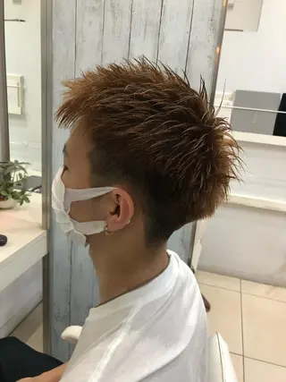 ショート パーマ メンズ 髪質改善× ハイライト溝江のヘアスタイル