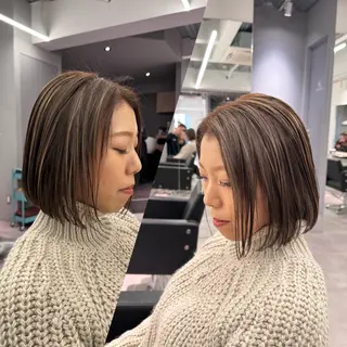 ショート カラー R/🤎 パーマ&ブリーチ🔥のヘアスタイル
