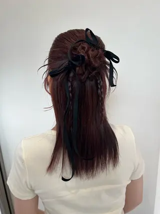 セミロング カラー ヘアアレンジ 🎀MONA あまね🎀のヘアスタイル