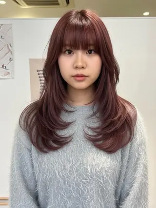 セミロング カラー 韓国レイヤーカット 🫧大阪梅田レイヤーのヘアスタイル