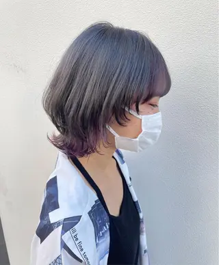 ミディアム ブリーチ/ウルフ ハッシュカット/石山のヘアスタイル