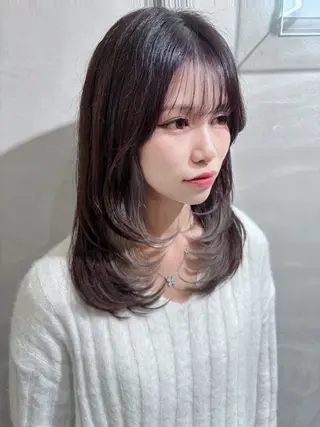 セミロング カラー 盛れる顔まわりカット 🩰💕SHIONのヘアスタイル