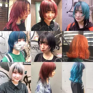 セミロング カラー ホワイト&レイヤーカ ットエクステ長畠俊輔のヘアスタイル