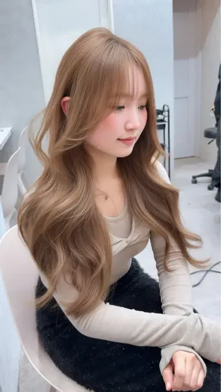 ロング カラー ダブルカラー 韓国ヘアKYONのヘアスタイル