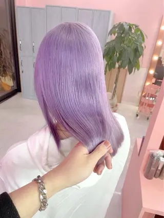 セミロング カラー 韓国ヘア特化💍 tiam💍ブリーチのヘアスタイル