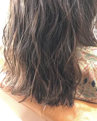 ロング パーマ 暖色カラー🍊 ボブ🌿顔周りcutのヘアスタイル