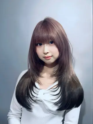 ロング カラー レイヤー‪✕‬前髪 顔周り特化💫ひかるのヘアスタイル