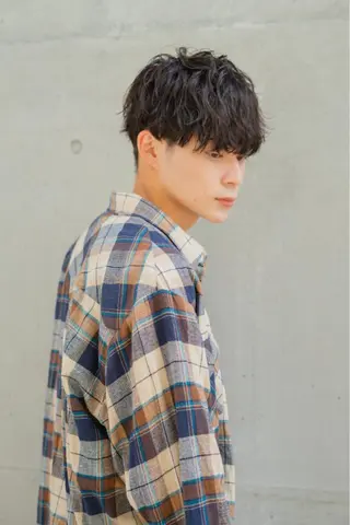 ミディアム パーマ メンズ 淡路上新庄/髪質改善 .艶カラー/野口春貴のヘアスタイル