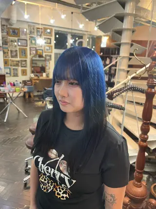 セミロング デザインカラー/ ブリーチ/コーンロウのヘアスタイル