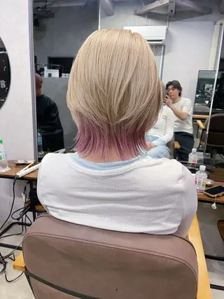 ミディアム カラー AiM 大名　似合わせカットのヘアスタイル