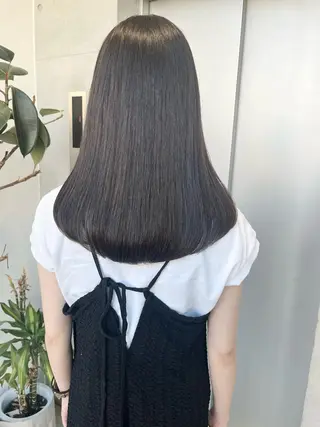 セミロング パーマ ヘアアレンジ 透明感/オリーブ/ グレージュ/YUKAのヘアスタイル