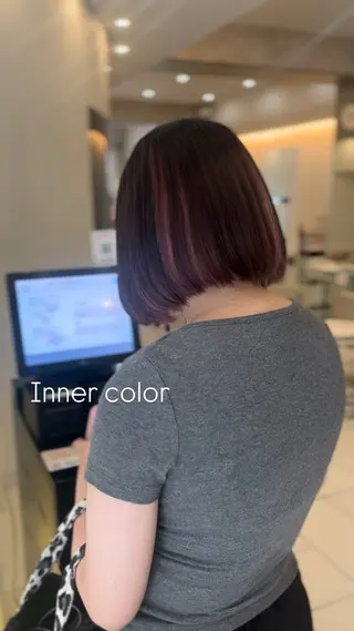 ミディアム カラー 似合わせカット暖色 カラーhiyonaのヘアスタイル