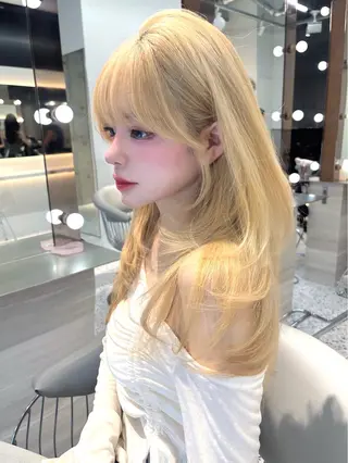 ミディアム rina／ベージュ ワンホン/韓国ヘアのヘアスタイル