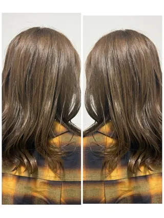 セミロング カラー パーマ 艶カラー🕊️ ✴︎Yukari✴︎のヘアスタイル