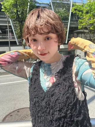 ショート パーマ ナチュラル×色気パ ーマ 渋谷/マナミのヘアスタイル