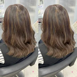 ロング カラー 顔周り🎀 暖色系カラー🎀愛美のヘアスタイル